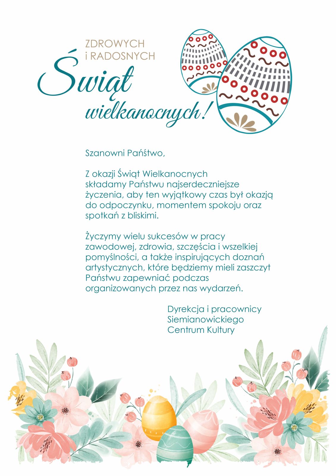 grafika wielkanocna z tekstem życzeń