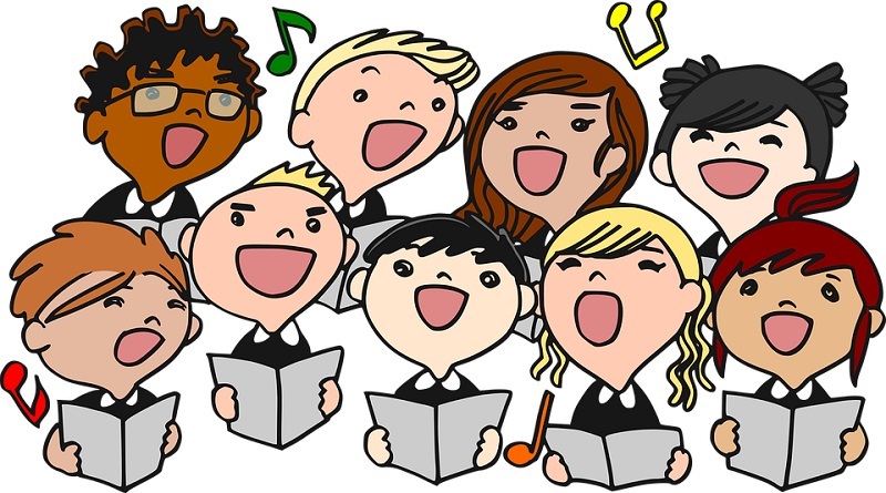 Dziewięcioro dzieci śpiewających