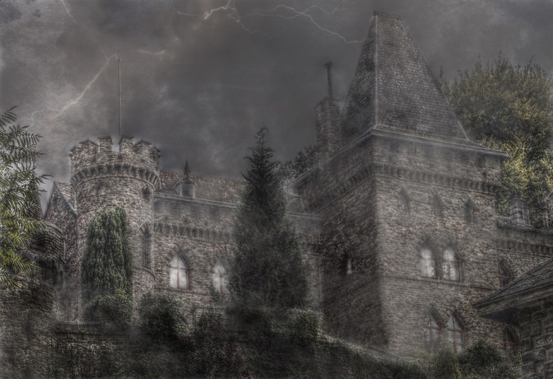Zamek w mglistą noc