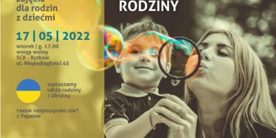 plakat zapraszający na kreatywne zajęcia artystyczne dla rodzin