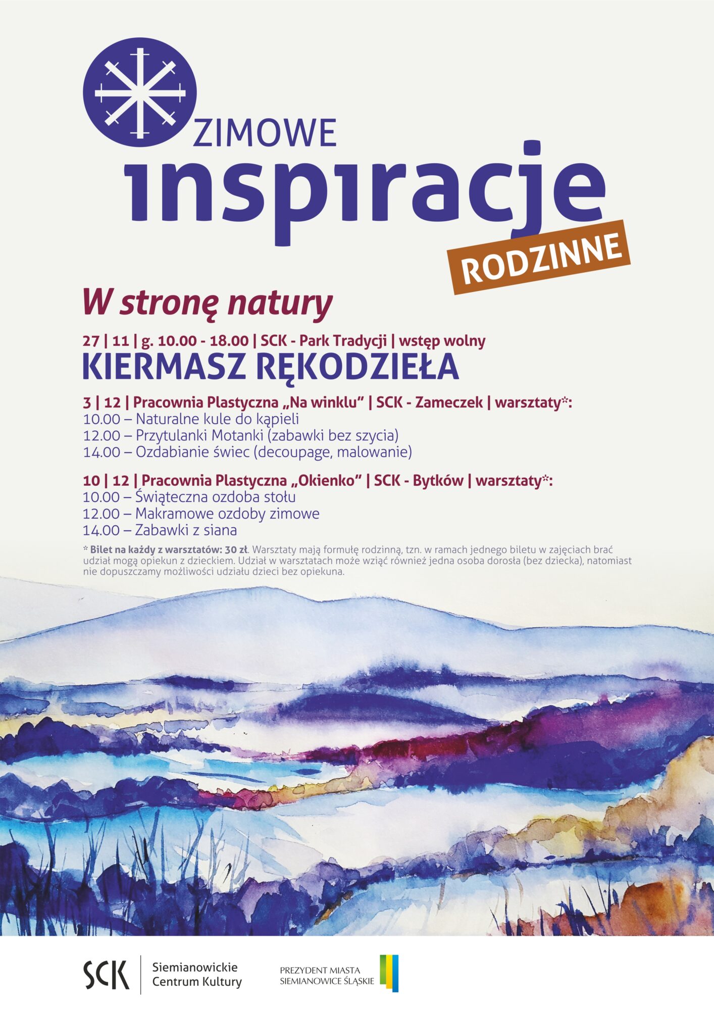 plakat z rozpiską warsztatów