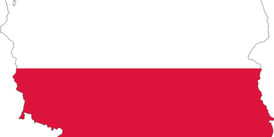 Mapę Polski w biało-czerwonym kolorze