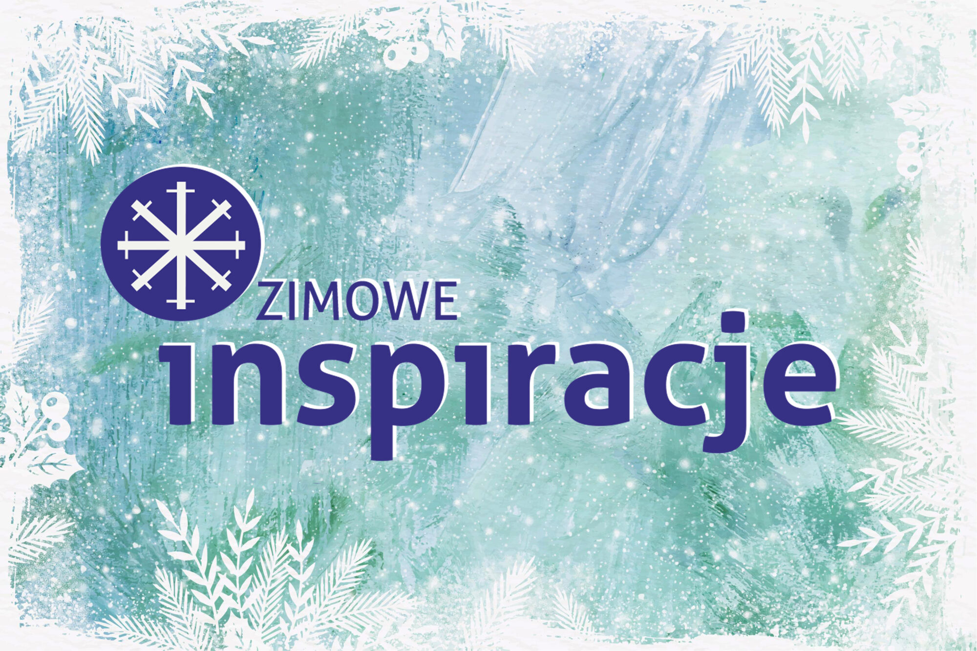 logo zimowych inspiracji na tle zamrożonego szkła